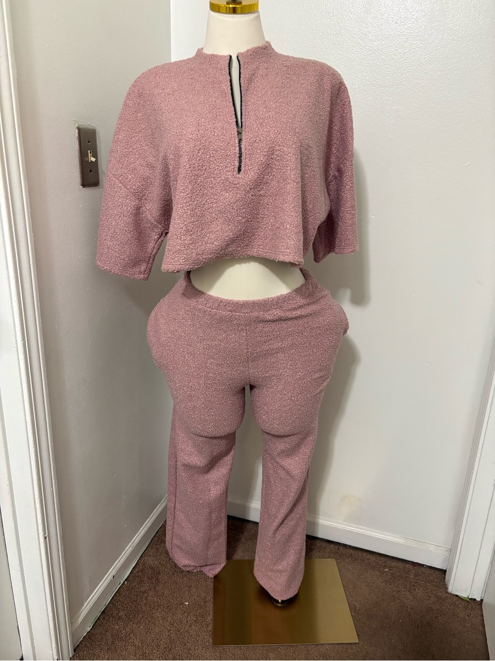 WinWin Dusty Pink Two-Piece Wide Leg Set NWOT